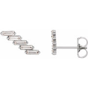 14k White 1/4 Ctw Natural Diamonds Ear Climbers