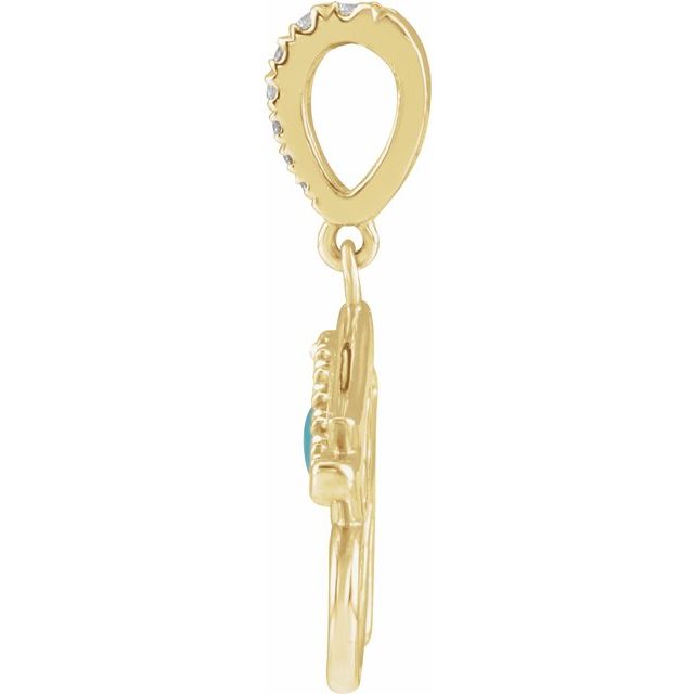 14K Yellow Natural Turquoise & .08 CTW Natural Diamond Eye of Horus Pendant