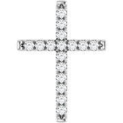 14K White 3/4 CTW Natural Diamond French-Set Cross Pendant