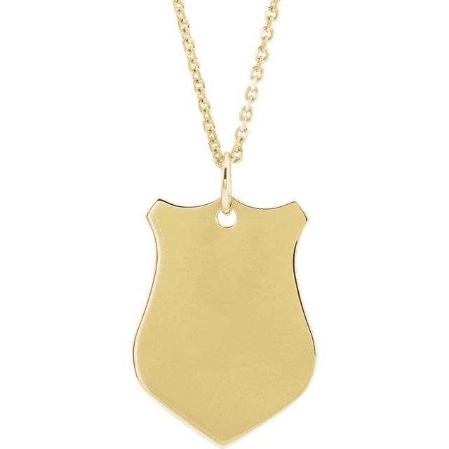 18k Yellow Vermeil Engravable Sheild 16-18' Necklace