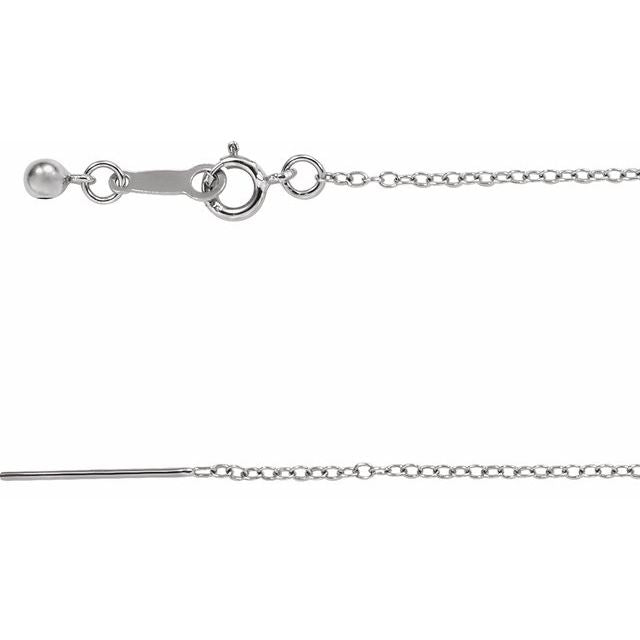 Rhodium-Plated Sterling Silver 1.1 mm Adjustable Threader Cable 16-22' Chain
