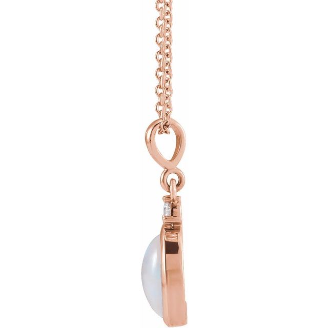 14K Rose 6x4 mm Natural Ethiopian Opal & .015 CT Natural Diamond 16-18' Necklace