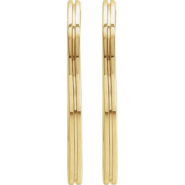 14K Yellow Grooved Hinged 20 mm Huggie Hoop Earrings