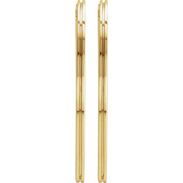 14K Yellow Grooved Hinged 30 mm Huggie Hoop Earrings