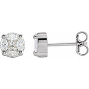 14K White 3/4 CTW Natural Diamond Cluster Earrings