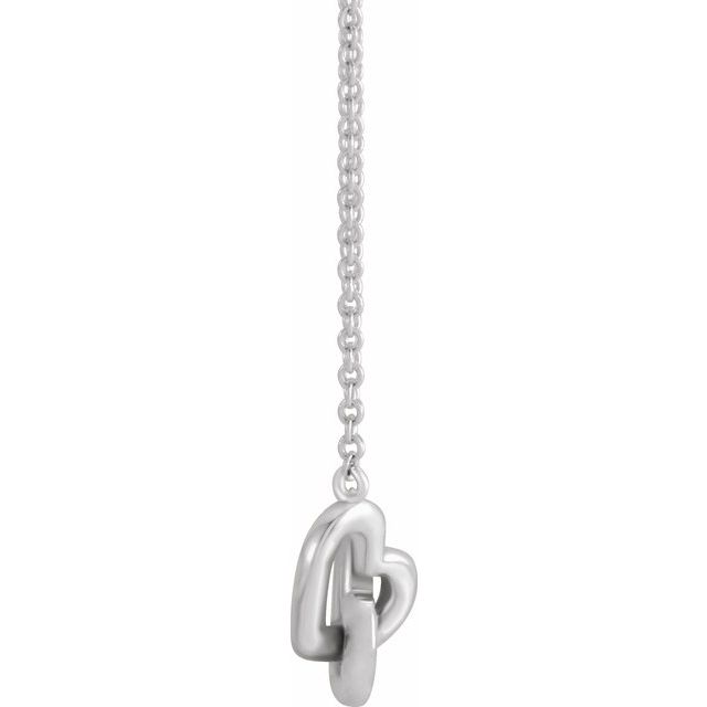 14K White Interlocking Heart 16' Necklace