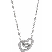 14K White Interlocking Heart 18' Necklace