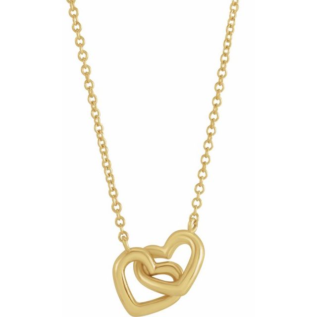 14K Yellow Interlocking Heart 18' Necklace