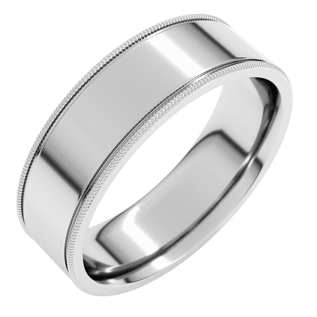 14k White 6 Mm Milgrain Flat Band Size 10