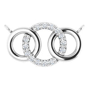 14K White .05 CTW Natural Diamond Interlocking Circle Necklace Center