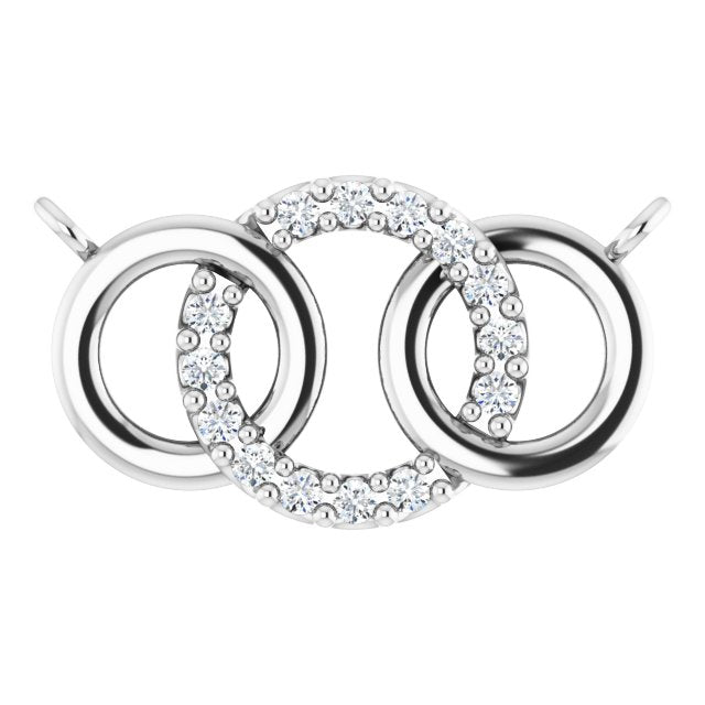 14K White .05 CTW Natural Diamond Interlocking Circle Necklace Center