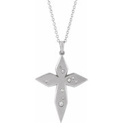 Sterling Silver .08 CTW Natural Diamond Cross 16-18' Necklace