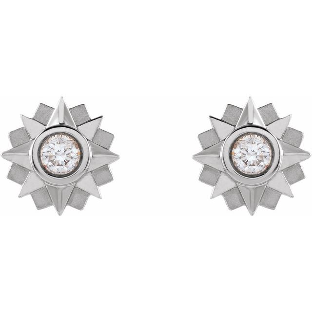 14k White 1/3 Ctw Natural Diamond Sun Earrings