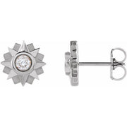 14k White 1/3 Ctw Natural Diamond Sun Earrings