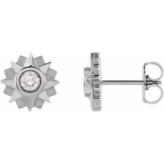 14k White 1/3 Ctw Natural Diamond Sun Earrings