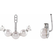 14K White Cultured Akoya Pearl & 1/4 CTW Natural Diamond Earring Jackets