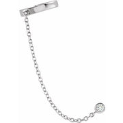 14K White 1/10 CT Natural Diamond Single Ear Cuff with Chain