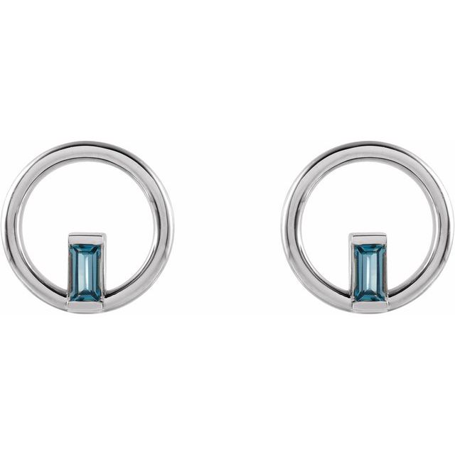 Sterling Silver Natural London Blue Topaz Circle Earrings
