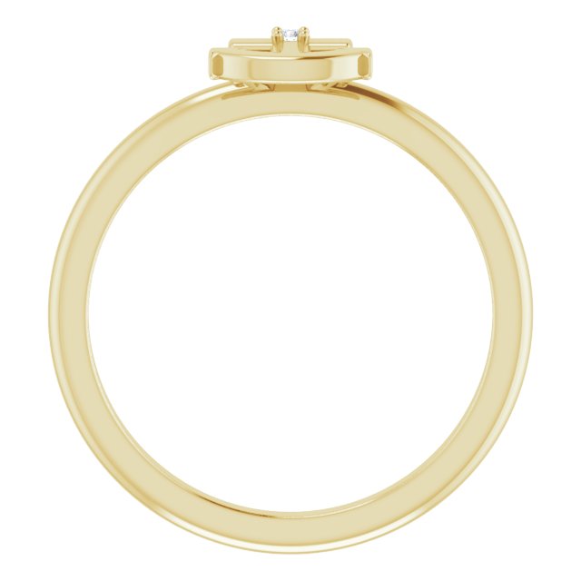 14K Yellow .01 CT Natural Diamond Cross Anchor Ring