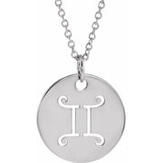 Sterling Silver Gemini Zodiac Disc 16-18' Necklace
