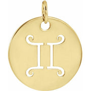 14K Yellow 16.5 mm Gemini Zodiac Disc Pendant