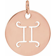 14K Rose 16.5 mm Gemini Zodiac Disc Pendant