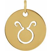 14K Yellow 16.5 mm Taurus Zodiac Disc Pendant