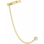 14K Yellow 1/10 CT Natural Diamond Single Ear Cuff with Chain