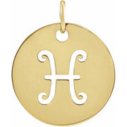 14K Yellow 16.5 mm Pisces Zodiac Disc Pendant