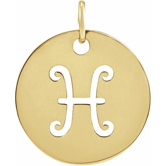 14K Yellow 16.5 mm Pisces Zodiac Disc Pendant