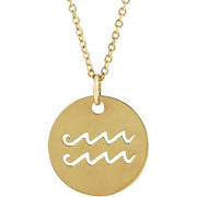 14K Yellow Aquarius Zodiac Disc 16-18' Necklace