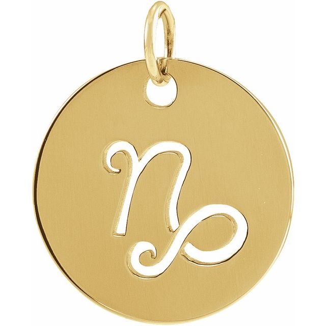 14K Yellow 16.5 mm Capricorn Zodiac Disc Pendant
