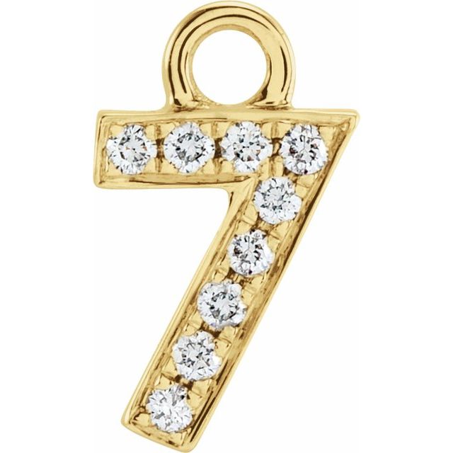 14k Yellow Petite Pavé™.03 Ctw Natural Diamond Numeral 7 Dangle
