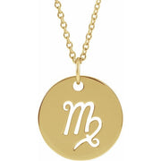 14K Yellow Virgo Zodiac Disc 16-18' Necklace