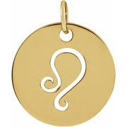 14K Yellow 16.5 mm Leo Zodiac Disc Pendant