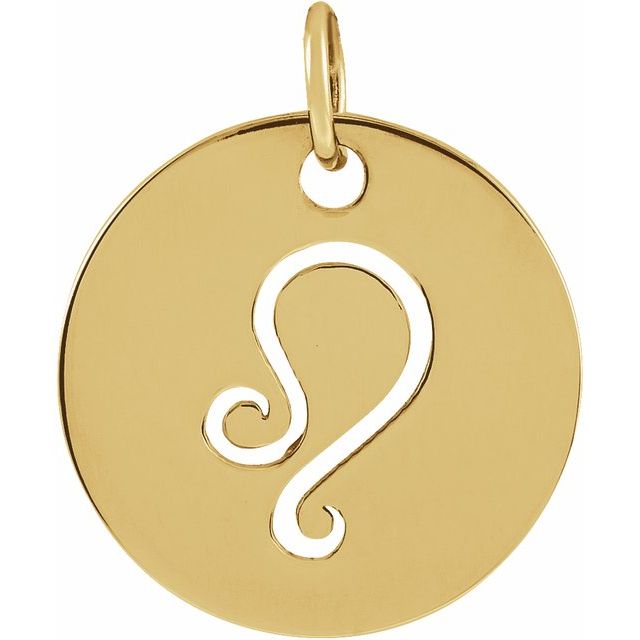 14K Yellow 16.5 mm Leo Zodiac Disc Pendant