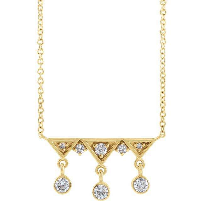 14K Yellow 1/5 CTW Natural Diamond Fringe Bar 18' Necklace