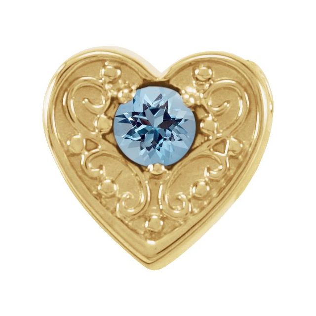 14K Yellow Natural Aquamarine Heart Slide Pendant