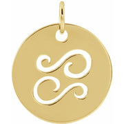 14K Yellow 16.5 mm Cancer Zodiac Disc Pendant