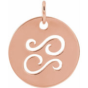 14K Rose 16.5 mm Cancer Zodiac Disc Pendant