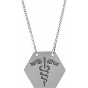 Sterling Silver 17.8x15.5 mm Medical Identification 18' Necklace