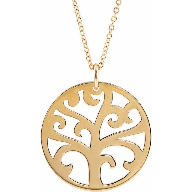 14K Yellow 20 mm Tree 16-18' Necklace