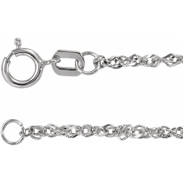 14K White 1.7 mm Diamond-Cut Singapore 7 1/2' Chain