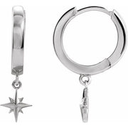 Sterling Silver Star Hoop Earrings