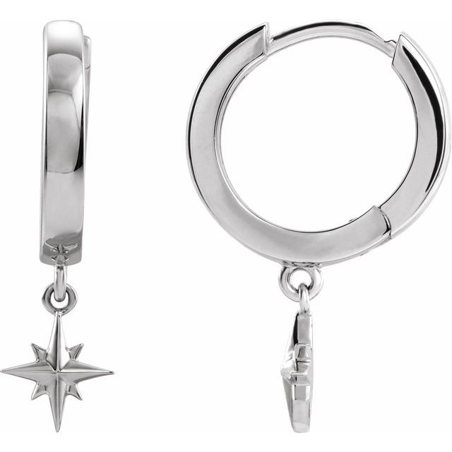 Sterling Silver Star Hoop Earrings