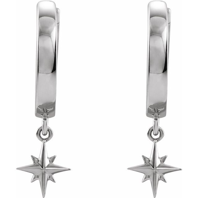 Sterling Silver Star Hoop Earrings