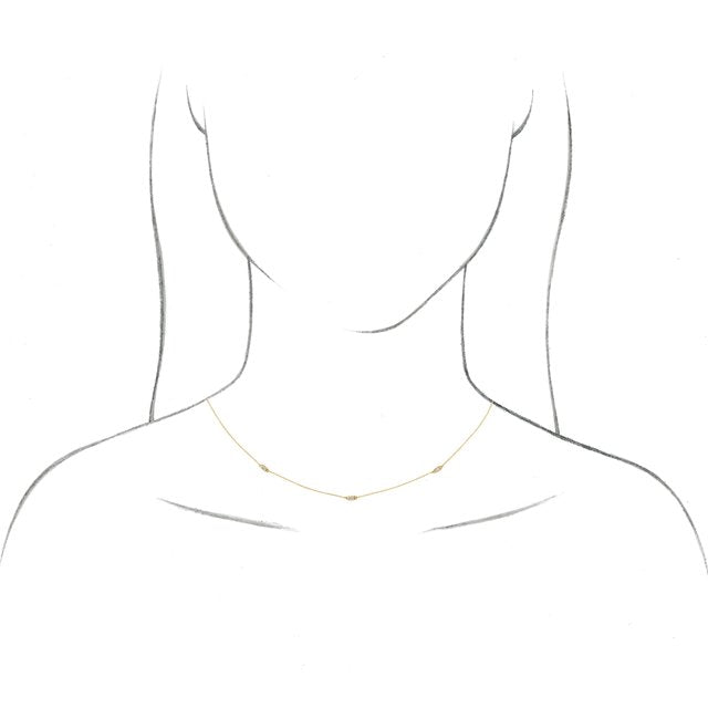 14k White 1/3 Ctw Natural Diamond 5-station 18' Necklace