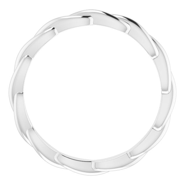 14K White Woven-Design Band Size 7