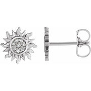 14k White .04 Ctw Natural Diamond Sun Earrings