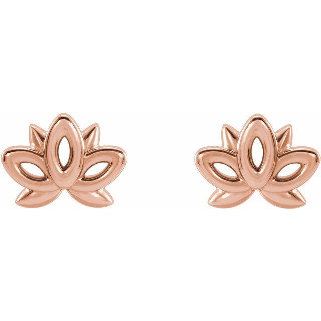 14K Rose Lotus Earrings
